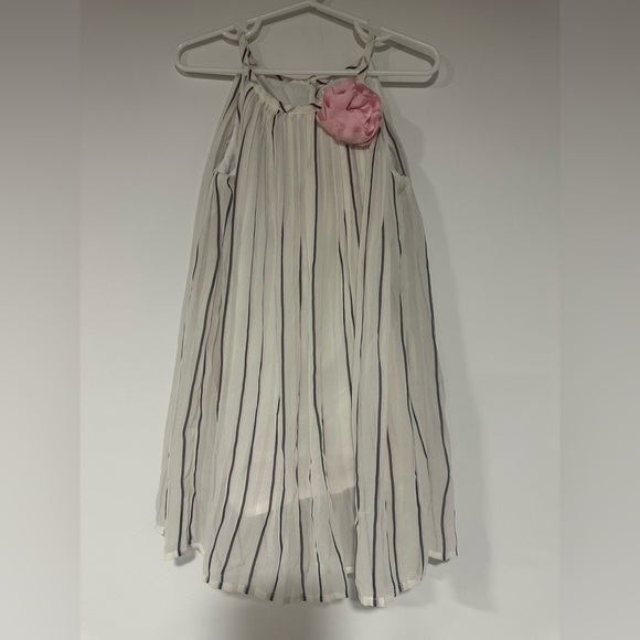 Janie and Jack Girls Pleated Chiffon Dress Striped Floral Sz 3 - Picture 1 of 4